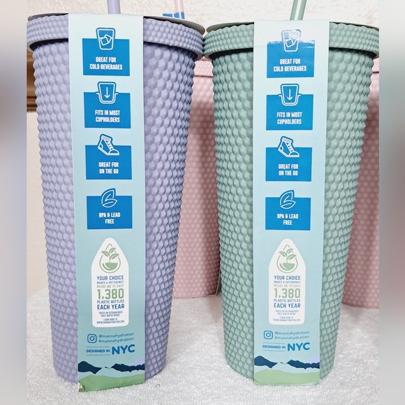 New Teal Manna 24oz Studded Tumbler Cold Cup With Reusable Straw - Picture 3 of 13